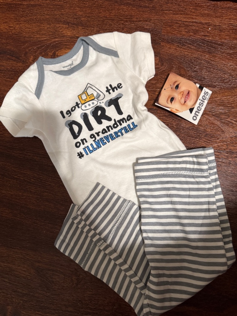 Gray & White Stripe Kids Pajama Set - 'I Got the Dirt on Grandma'